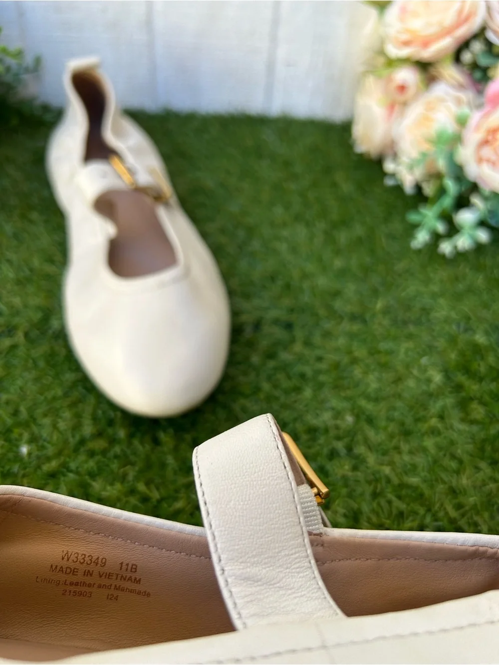 Cole Haan Graclyn Mary Jane Ballet Flat women size 11 ivory, like new